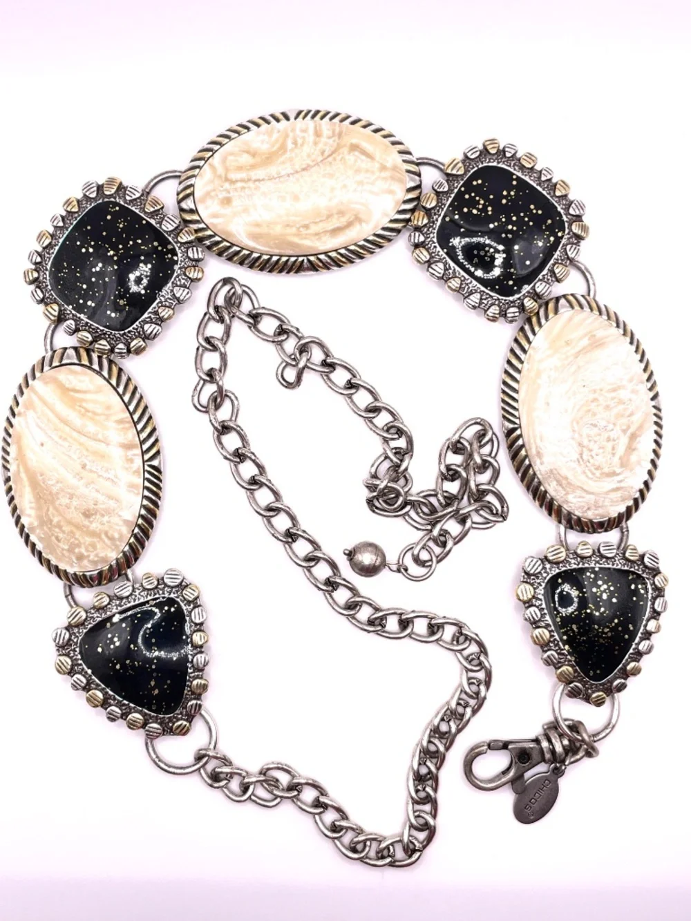 Vintage Y2K Signed Chico's Two Tone Bohemian Chain Link Belt  40